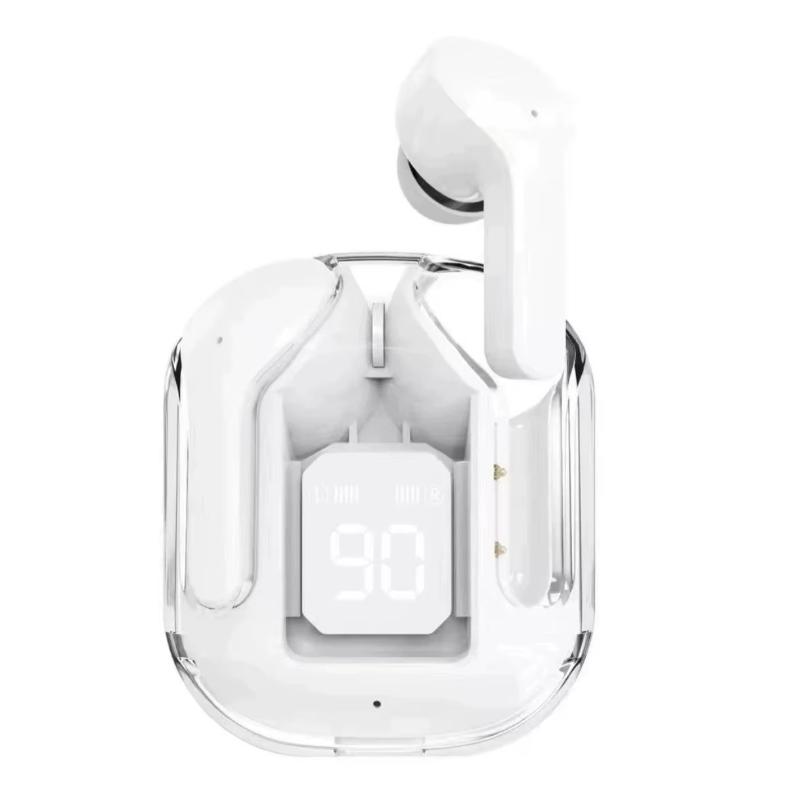 1 Set Soft Silicone In-Ear Design Wireless Sports Earbuds Transparent Tws Bluetooth Earphones Hifi Stereo Audio Led Display