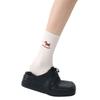 Renaissance Women's College Style Mid-Calf Socks, Solid Color with Panda Embroidery, Thin and Breathable for Spring and Autumn