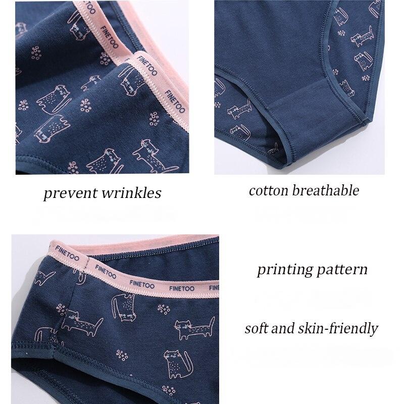 FINETOO Dame Bomullstruser Dame-trykktruser Low-Rise underbukser Jenter Cute Plus Size M-2XL Intimates Undertøy