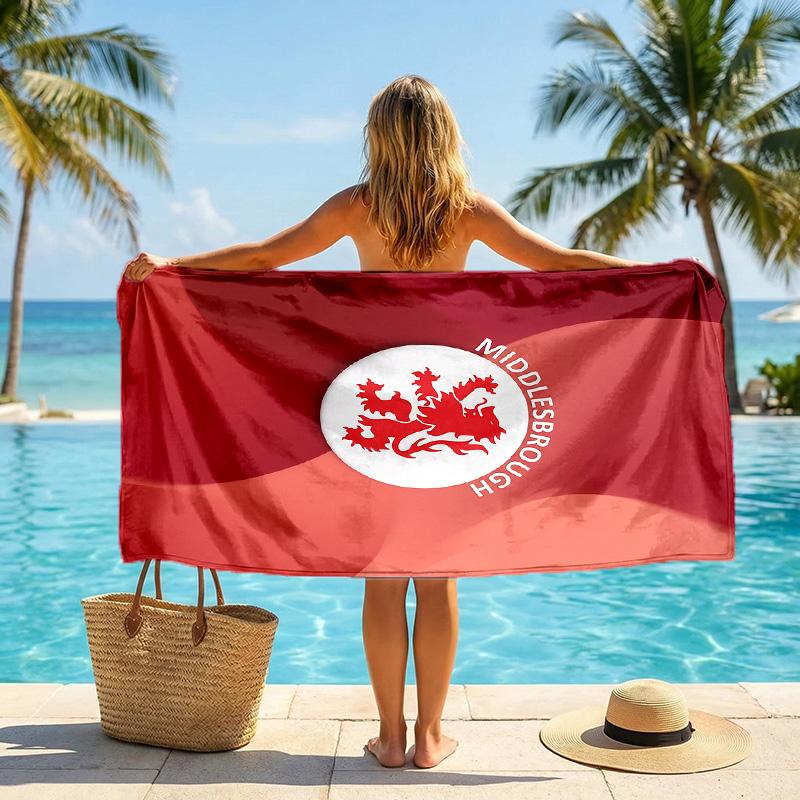 Stampa Middlesbrough FC Asciugamano da Spiaggia Quick Dry Microfibra Assorbente Portatile da Viaggio Asciugamano per Nuoto