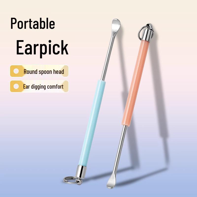 Stainless Steel Portable Ear Pick Keychain - Smooth and Safe Ear Cleaning Tool