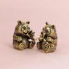 1/2Pcs Brass Panda Statue Tea Pet & Desktop Ornament Panda Figurine Collectible Gift Home Office Decor Copper Crafts
