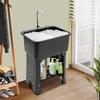 Freestanding Utility Sink with Faucet, Storage Shelf & 360° Adjustable Spout - Black PP Modern Laundry Tub, Single Hole Faucet
