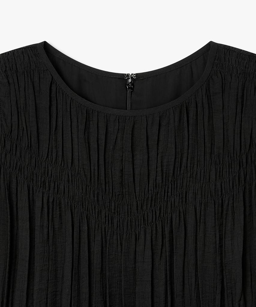Bobeu Shirred Crinkle Sleeveless Dress_Black 7156237001