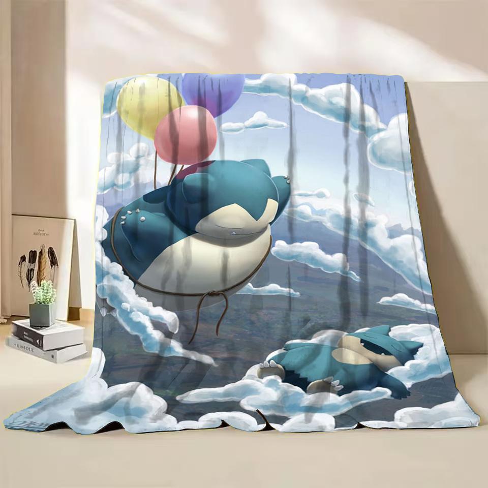 Pokemon Snorlax Flanelová Nadýchaná Fleece Deka pro Domov Ložnici Postel Pohovku Kancelář Dětská Přikrývka Dospělá Měkká Deka Dětský Roztomilý Dárek