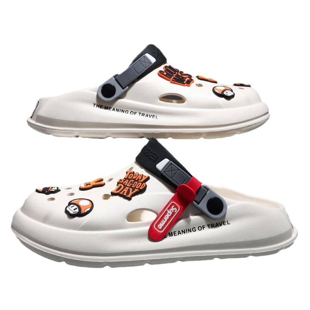 Thick-soled Hole Shoes Men's 2025 New Non-slip Thick-soled Light and Breathable Beach Bag Head Cool Slippers