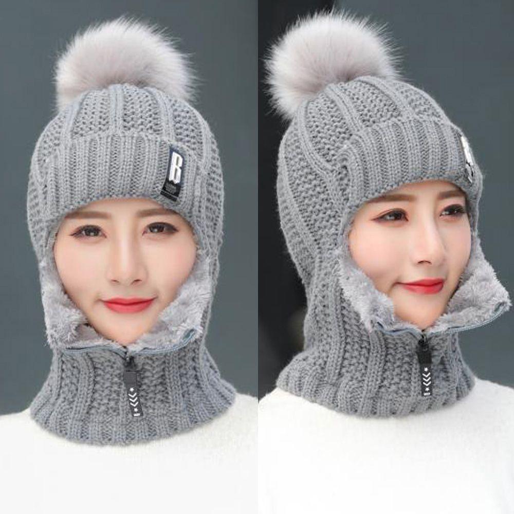 Thickened Beanies Cap Neck Warmer Ear Protection Hat Fashion Winter Hat Scarf Set  for Women