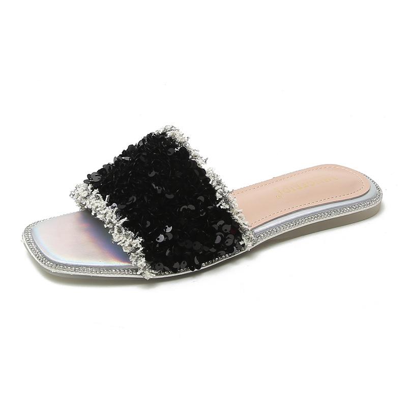 Модные женские шлепанцы с блестками — фото 7