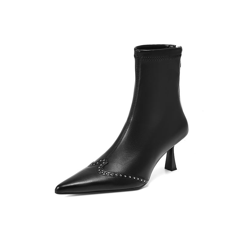 

Krazing Pot Микрофибра Зимние Шпильки Высокие Каблуки Современные Ботинки Женские Молния Сзади Размер 42 Заклепки Уличная Одежда Эластичные Ботильоны 34 чёрный