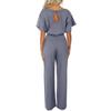 Elegant Women Slimming Jumpsuit with Batwing Short Sleeve and Lace Up Waist Solid Color Commuting Pantis Fashion Outfit