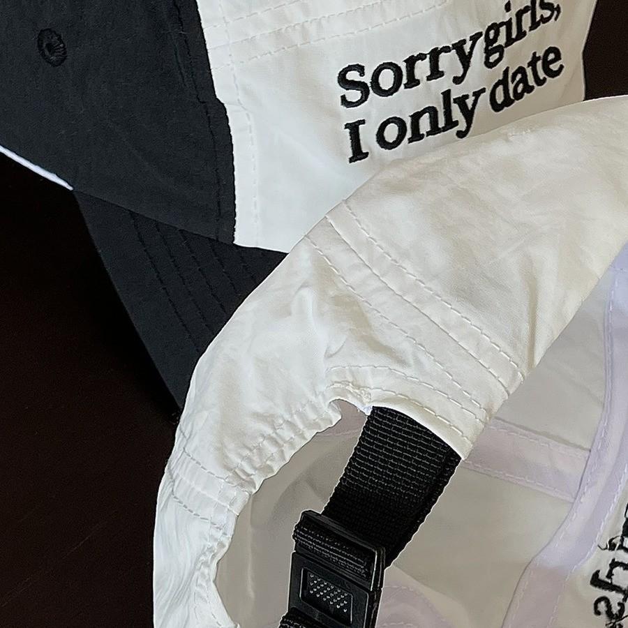 Stylish Summer Baseball Cap With Embroidered Letters For Couples In Black And Beige