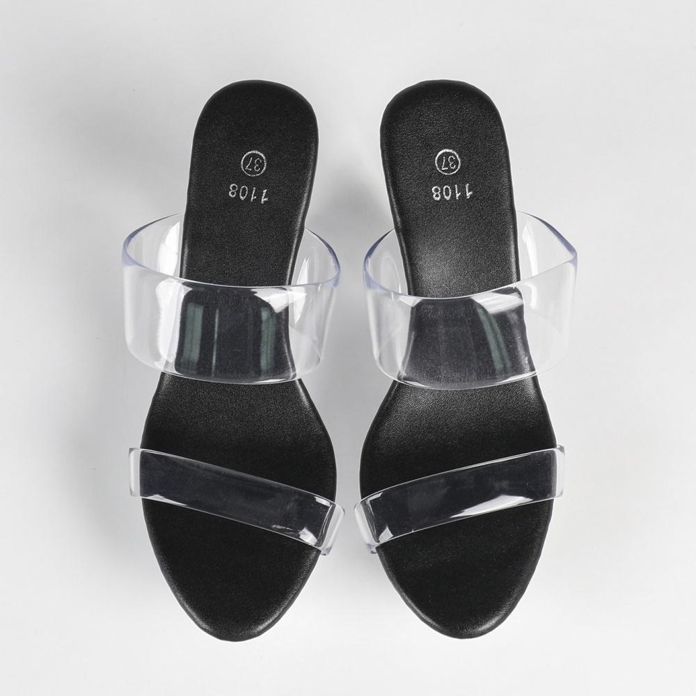 10.5cm Euro Transparent Chunky Heel Slippers Rhinestone Platform Summer Shoes Sexy Fairy Women Footwear LFD-1108WG-Q5
