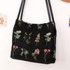 Floral Embroidery Shoulder Bag Vintage Daily Bucket Bag Fashion Handbags For Women