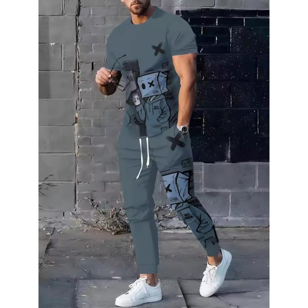 2026 Summer Men's Suit with 3D Printed Pattern Breathable Lightweight Comfortable Leisure Sports Outdoor Men's Clothing