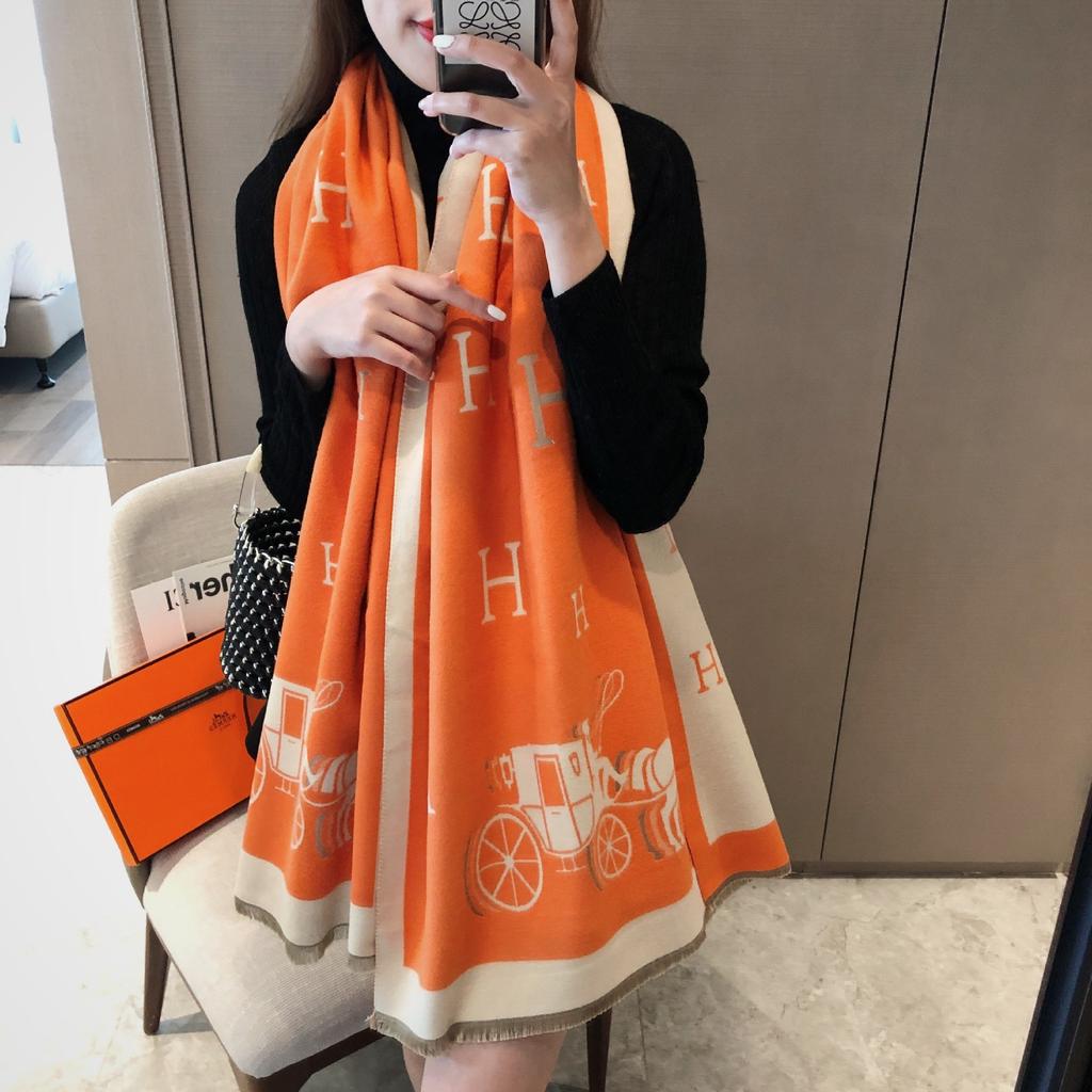 Autumn And Winter Popular Shawl Outside Women'S Scarf Office Blanket Cashmere Fringed Warm Scarf Live Stream