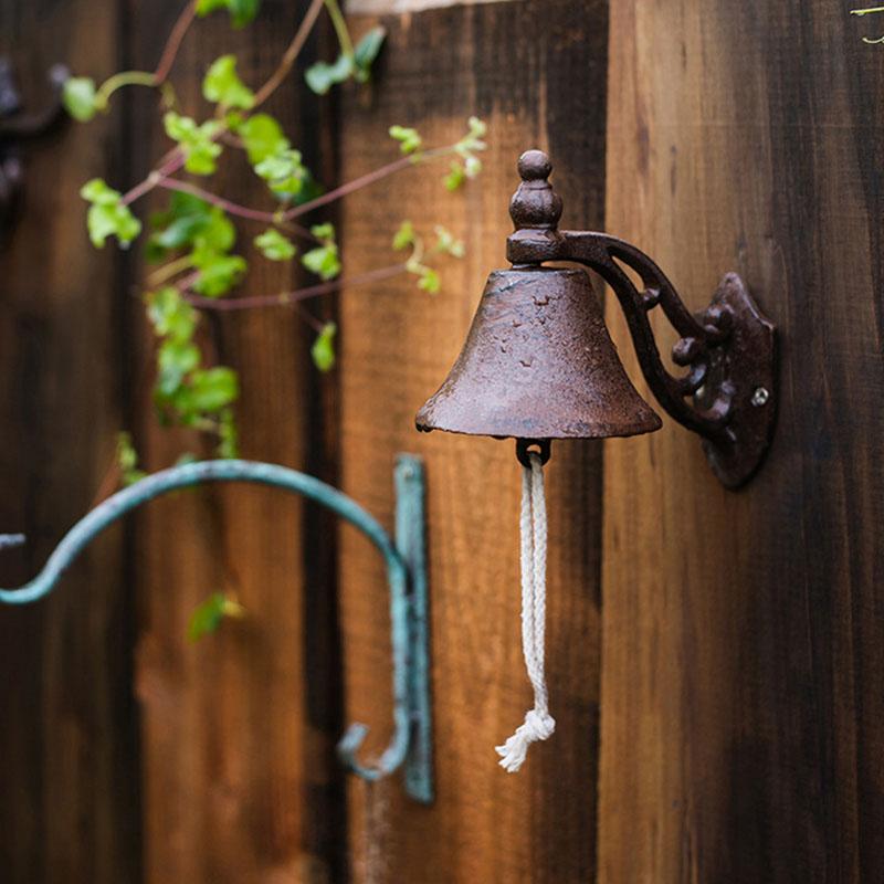 WTEMPO 1PC Retro Rustic Style Metal Outdoor Courtyard Plank Wall Decoration Door Bell Welcome Home Door Bell