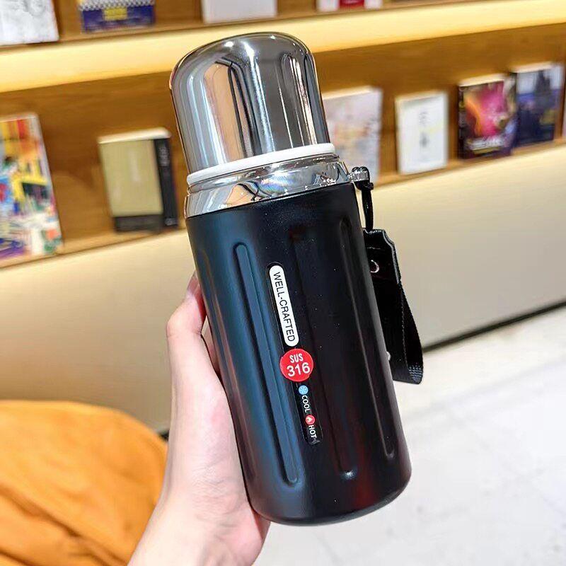 316 Stainless Steel Car-Mounted Large-Capacity Insulated Cup, New Tea-Water Separation Tea Brewing Cup, High-Value Pop-Up Lid Cup