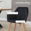 Dining Chairs, Set of 2, Modern Design, Velvet Look, Rubberwood, 54x57x80 cm, Black