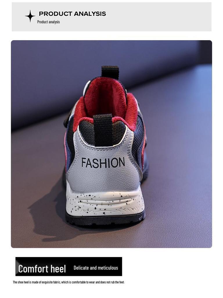 Winter Cotton Sports Shoes for Kids - Girls' and Boys' Versatile Velvet-Lined Running Shoes