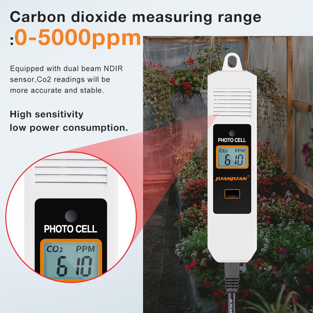 Digital CO2 Controller Air Quality Monitor 0~5000ppm CO2 Concentration Detector Carbon Dioxide Regulator for Plant Greenhouse