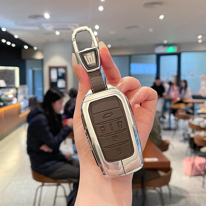 Premium Metal & Leather Key Case for 14th Gen Toyota Crown