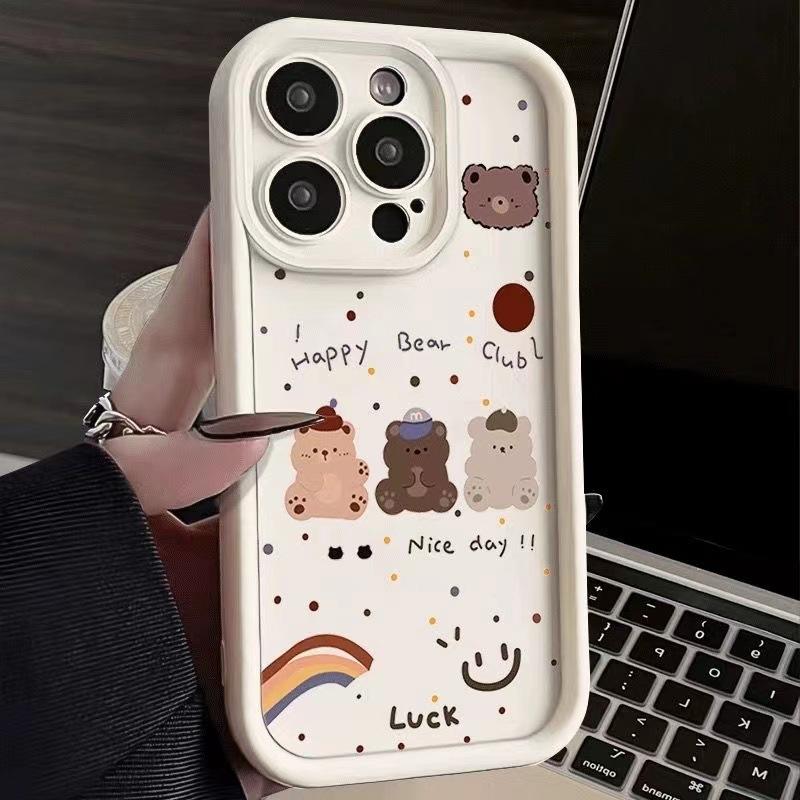 

Мультяшный медведь Подходит для чехла для мобильного телефона Iphone16 Apple 15promax Противоударный 14 Нишевый 13pro Все включено 12 iphone13mini