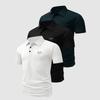 Herren 3er-Pack Waffelstrick Poloshirts MILANO Print Lässige Kurzarmtops Weich Dehnbar Tägliche Kleidung