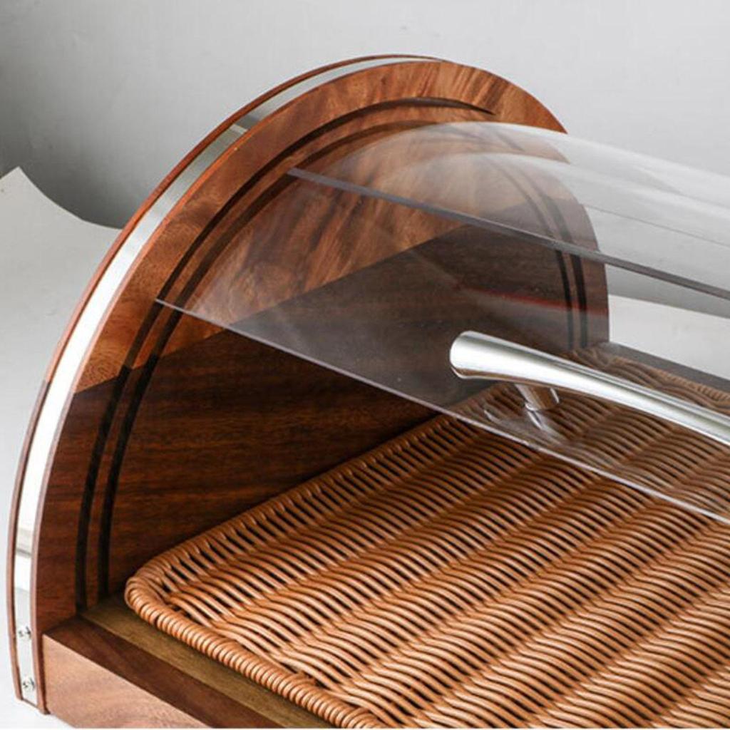 Wood Bread Display Cabinet Bread Keeper Buffet Dust Tray Bread Holder Kitchen Storage Container for Bakery Coffee Shop Table