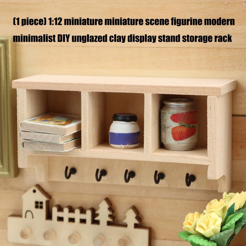 Hanger Wooden Miniature Accessories Wall Mounted Shelf Storage Solution For 1/12 Scale Tiny Rooms
