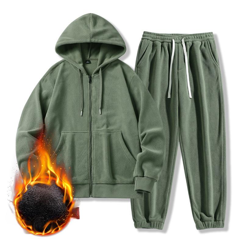 Winter New Men's Warm Casual Sports Suit Cardigan Hooded Sweater Tide