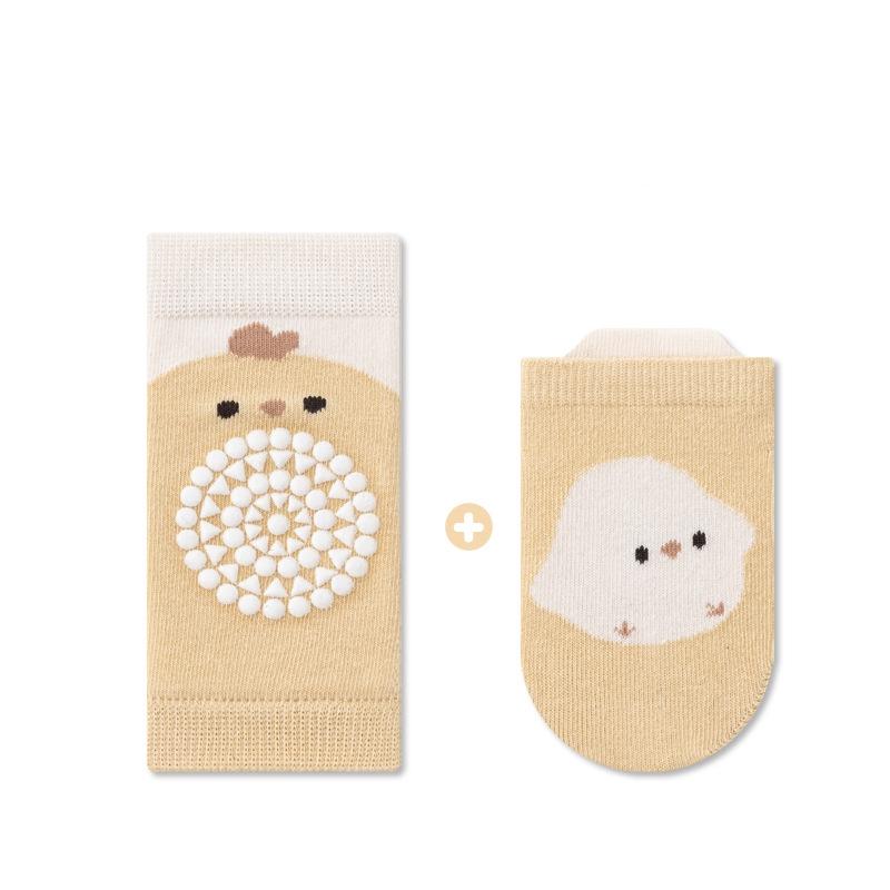 

2 шт./компл. детский наколенник + комплект носков для пола, нескользящие носки для младенцев и малышей, защитные наколенники для девочек и мальчиков 0-3 года M жёлтый