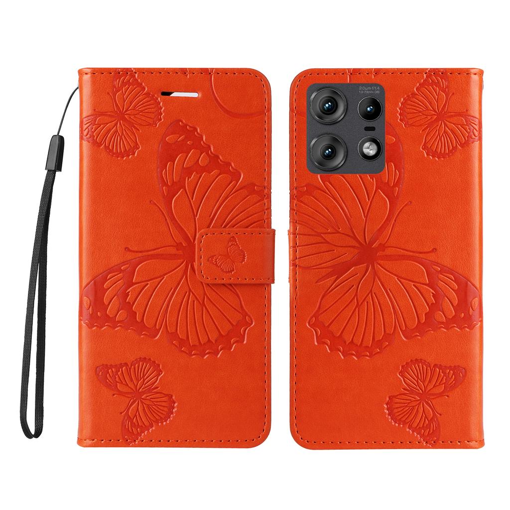 For Motorola Edge 50 Pro 5G Wallet Case Floral Butterfly Imprinted Leather Phone Cover Stand