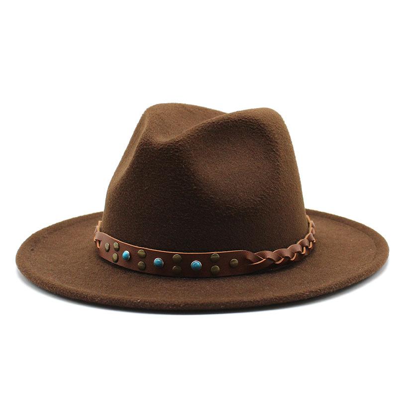 Felt Hat British Belt Vintage Versatile Top Hat Men'S And Women'S Jazz Hat Wool Hat
