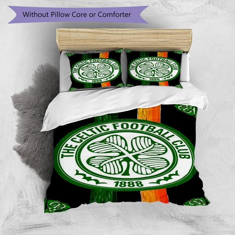 Celtic Football Club Crest Printed Pattern Duvet Cover Set – includes 1 duvet cover and 2 matching pillowcases Bedroom decor Christmas gifts