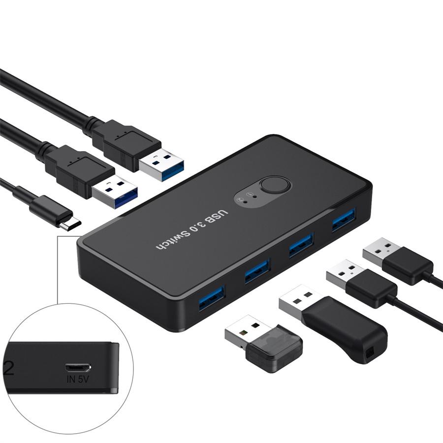 Switch USB 3.0 Switcher for PC Printer Scanner Mouse Keyboard  2 Computers Sharing 4 Devices USB Switch