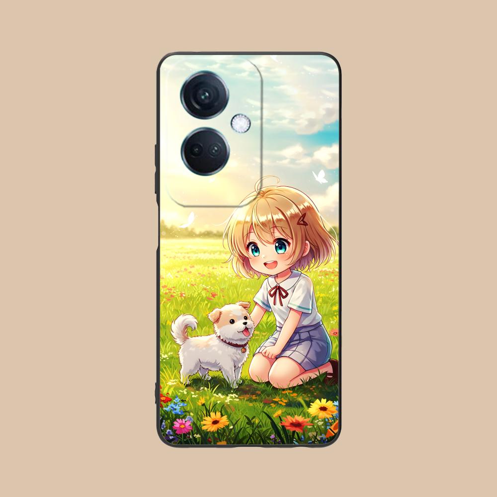 Girl Dog Puppy Matte TPU Mobile Phone Case for OPPO Reno 14 13 12 11 10 9 8 7 6 5 F T Pro 5G Colorful Printing Cover