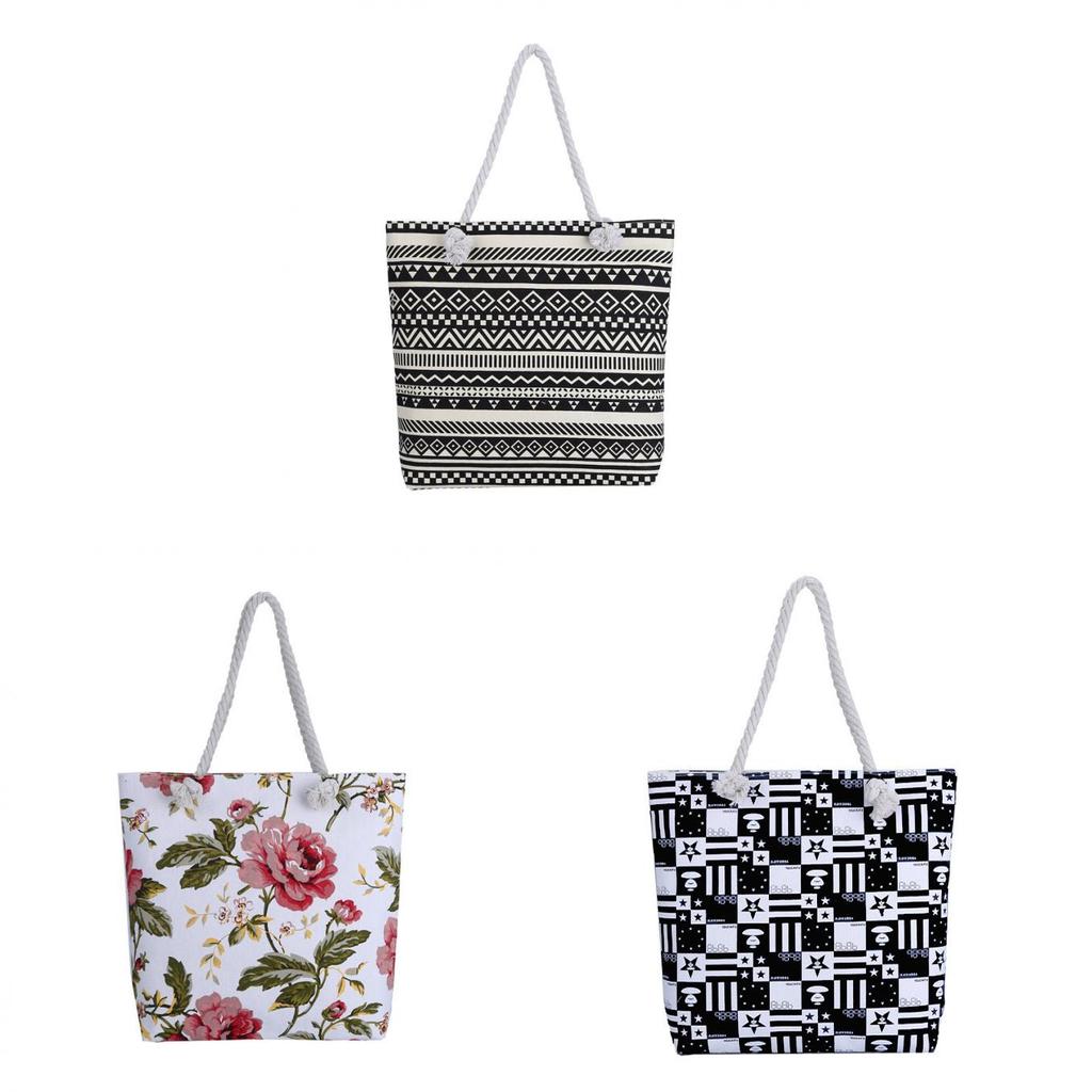 Bohemia Canvas Tote Bag With Dualsided Pattern And Large Capacity For Daily Use