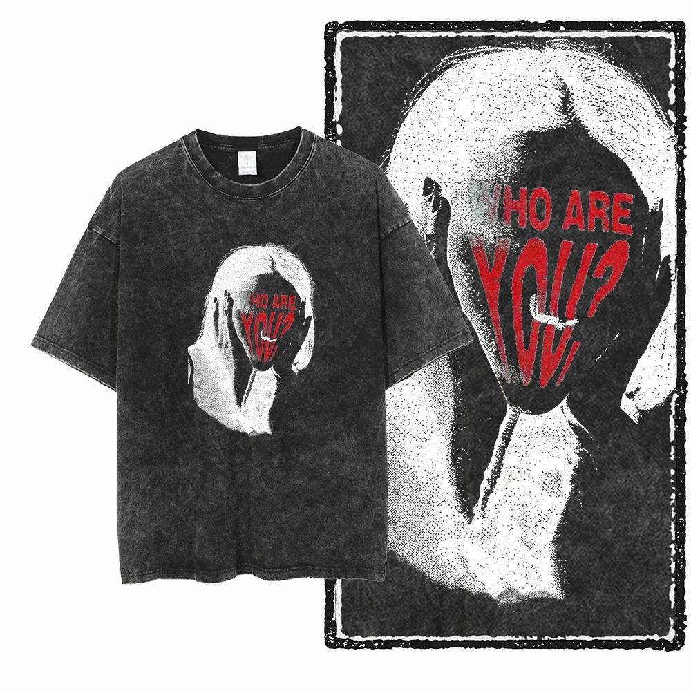 2026 Крутая Хлопковая Футболка с Принтом Кислотной Стирки Эксклюзивный Графический Дизайн Унисекс Крутая Винтажная Уличная Одежда Унисекс Футболки Большого Размера Футболка Y2K L бежевый