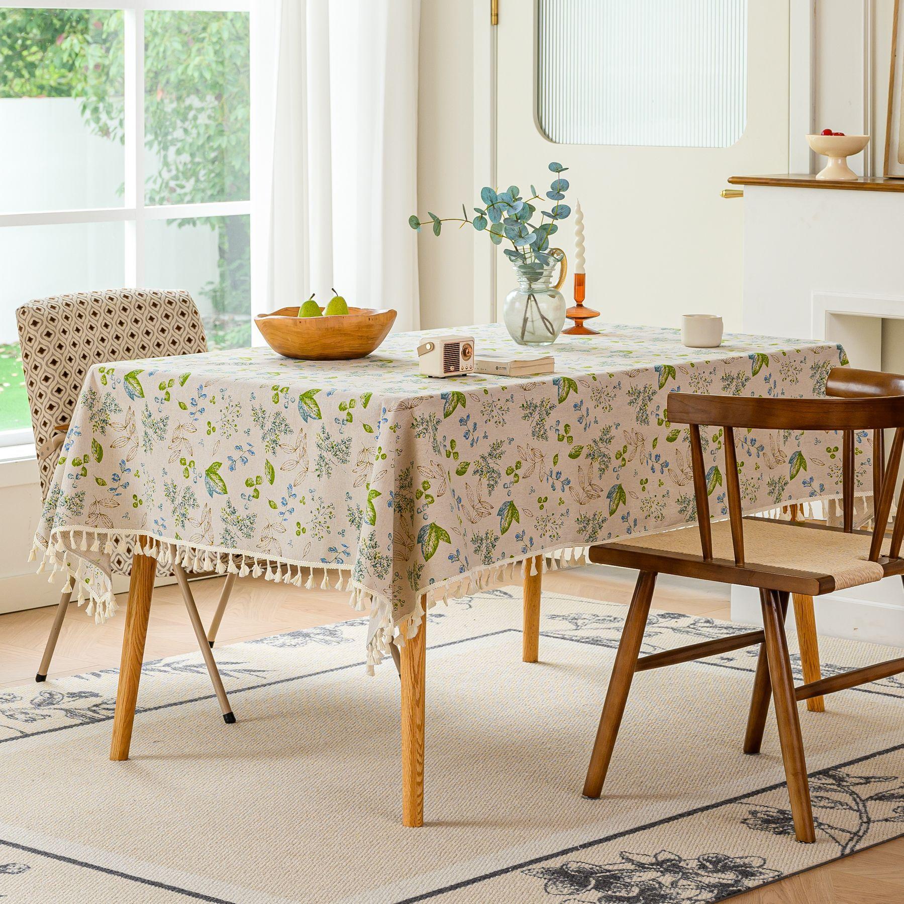 

Зеленая полосатая скатерть Рождество Зима Хлопок и лен Чехол Ткань Круглая Цветная Для помещений Красная скатерть 60*60cm