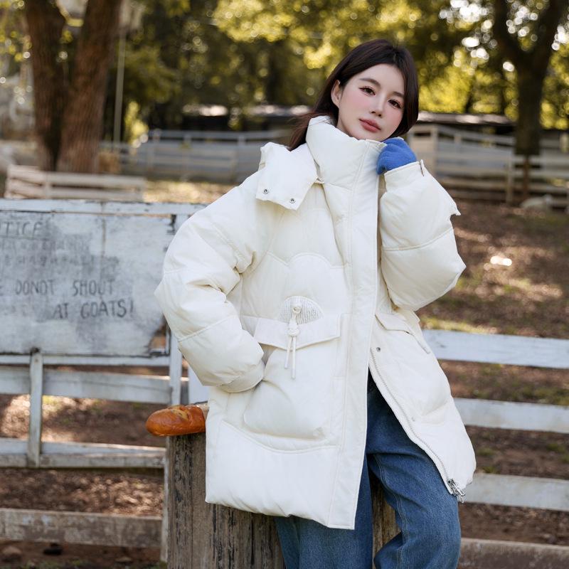 

Пуховик большого размера 2025 свободного кроя с капюшоном - Приталенный, омолаживающий, зимнее пальто средней длины для женщин 4XL (185-220 lbs)