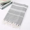 Customized 100% Cotton Turkish Beach Towel Soft Yarn-Dyed Jacquard Fringed Striped Pattern All-Season Ventilated for Bath Use