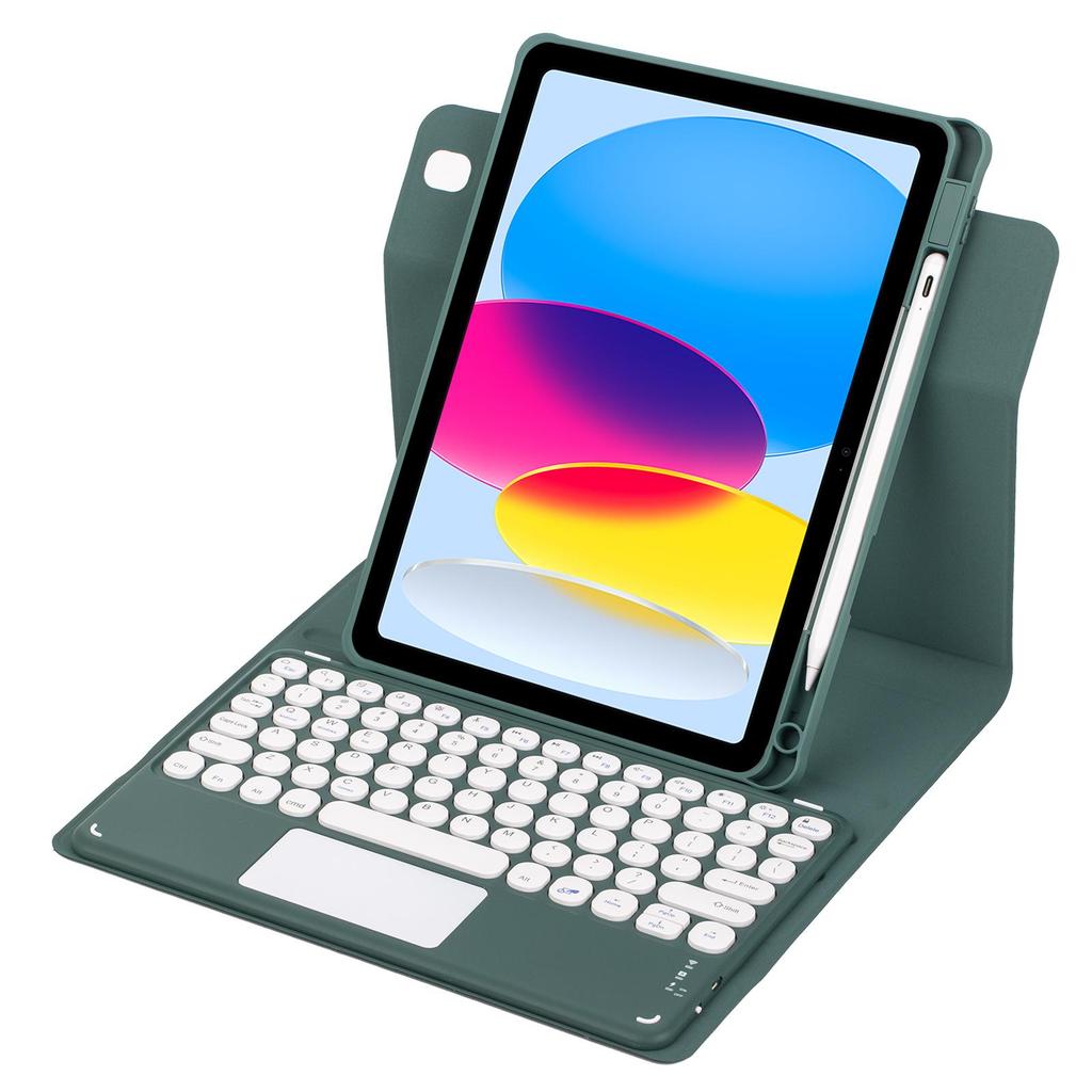 iPad 10th Gen 360° Rotating Leather Case with Touch Keyboard & Pen Slot