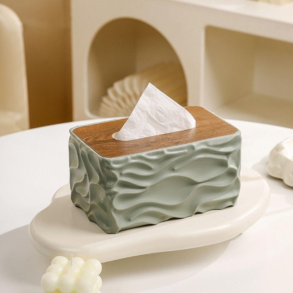 Elegant Tissue Storage Box Ripple Design Rectangle Light Luxury Napkin Holder Multi-functional Anti-slip Paper Container