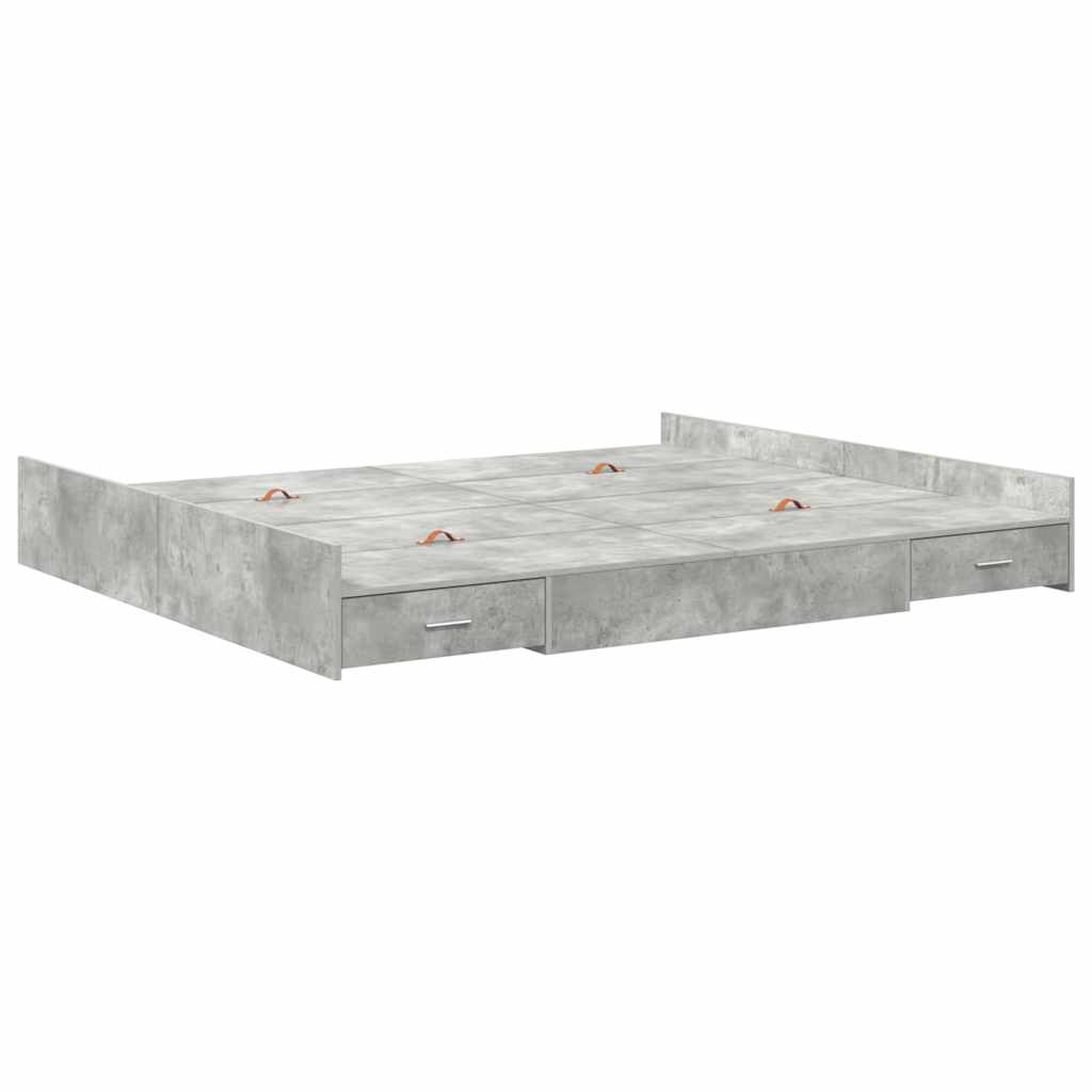 Storage Bed Frame Concrete Grey 180 X 200 Cm Particleboard
