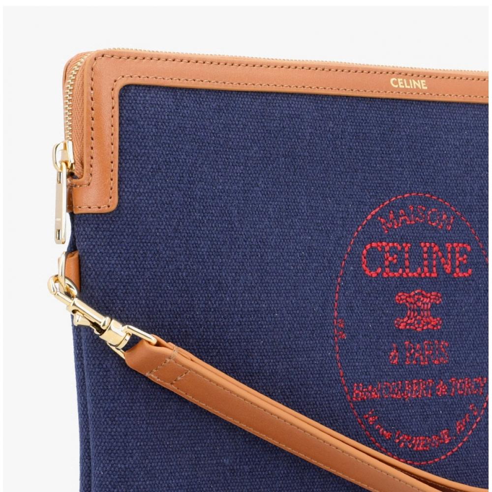 Celine Triomphe Logo Embroidered Strap Small Pouch Bag 10j503d34 Gjw2