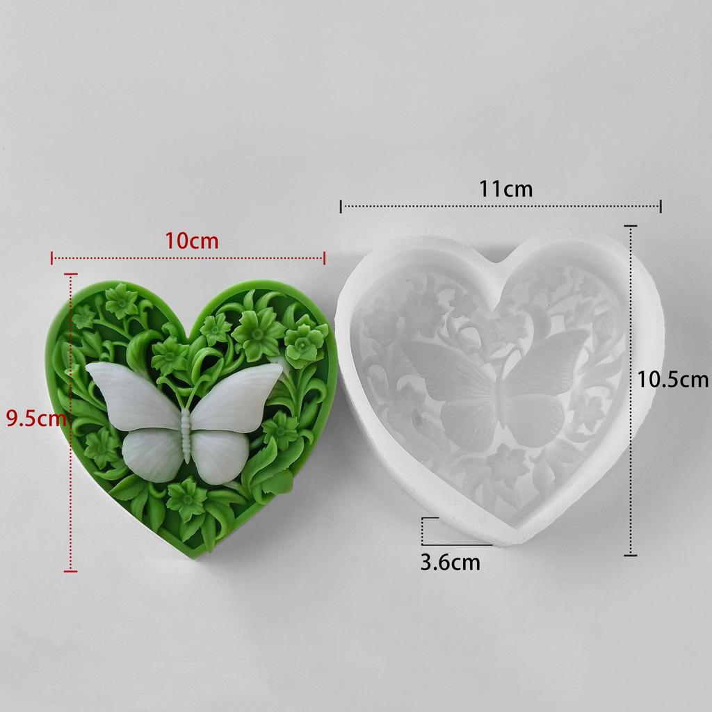 Love Butterfly Silicone Mold DIY Heart Shape Valentine's Day Aroma Candle Plaster Ornament Molds Handmade Soap Making Supplies