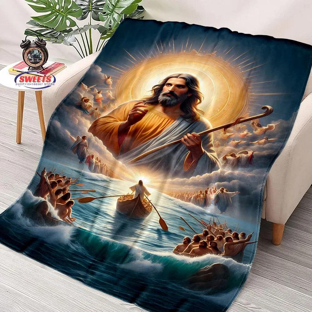 Christian Jesus Cross Theme Throw Blanket for Bed Sofa Picnic All Seasons Home Textile