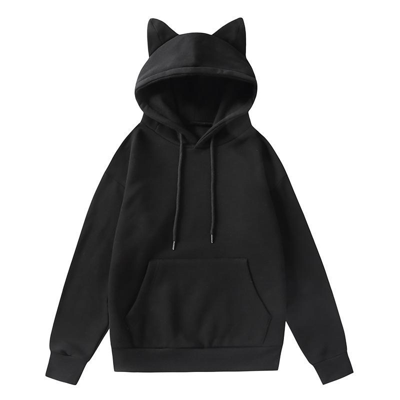 Frühling und Herbst Damen Katzenohren (Gedämpftes Brot in Katzenohrform) Design Kapuzen-Fleecepullover