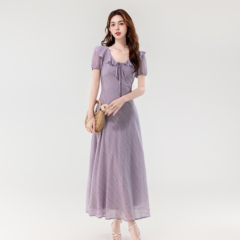 Elegant French Ruffle Dress - Slim-Fit Waist-Cinching Summer Style for Women