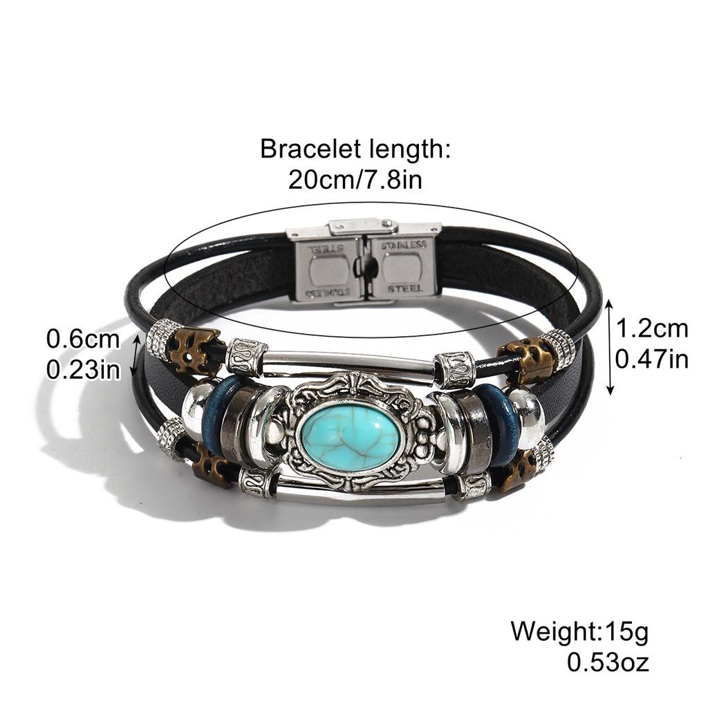 Fashionable Bohemian Ethnic Turquoise Beaded Bracelet Set For Women